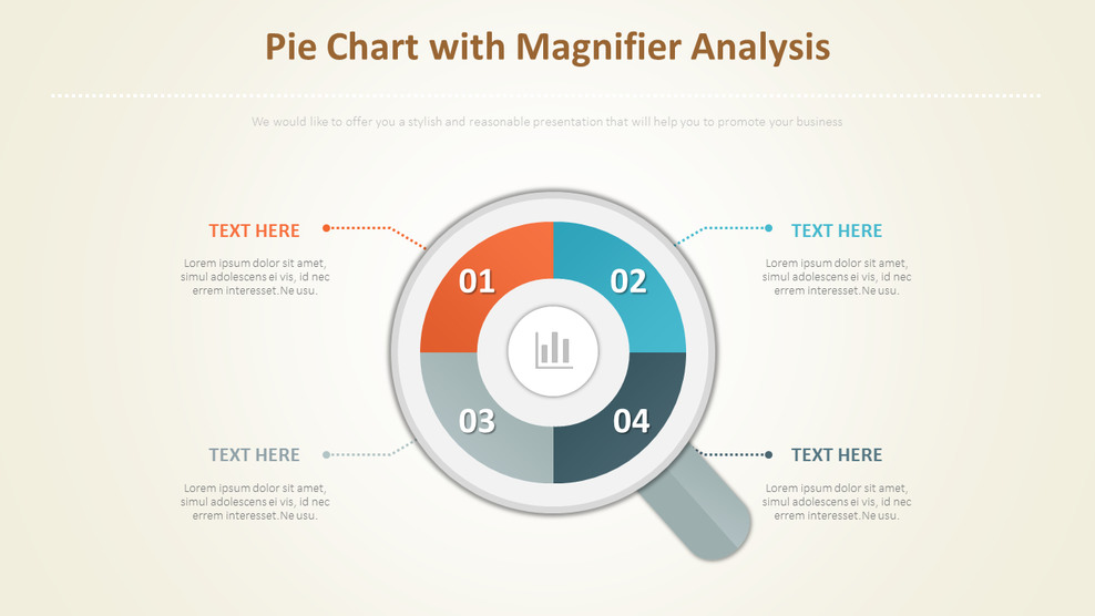 Pie Chart with Magnifier Analysis Diagram