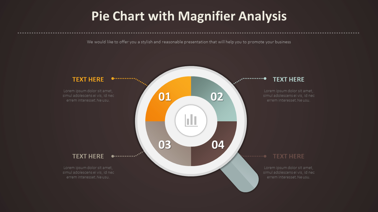 Pie Chart with Magnifier Analysis Diagram
