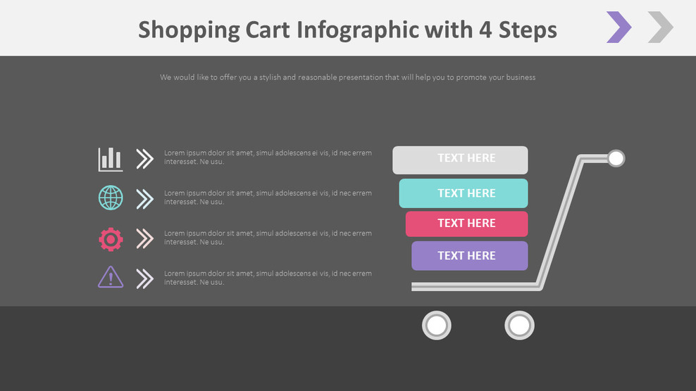 Shopping Cart Infographic with 4 Steps Diagram
