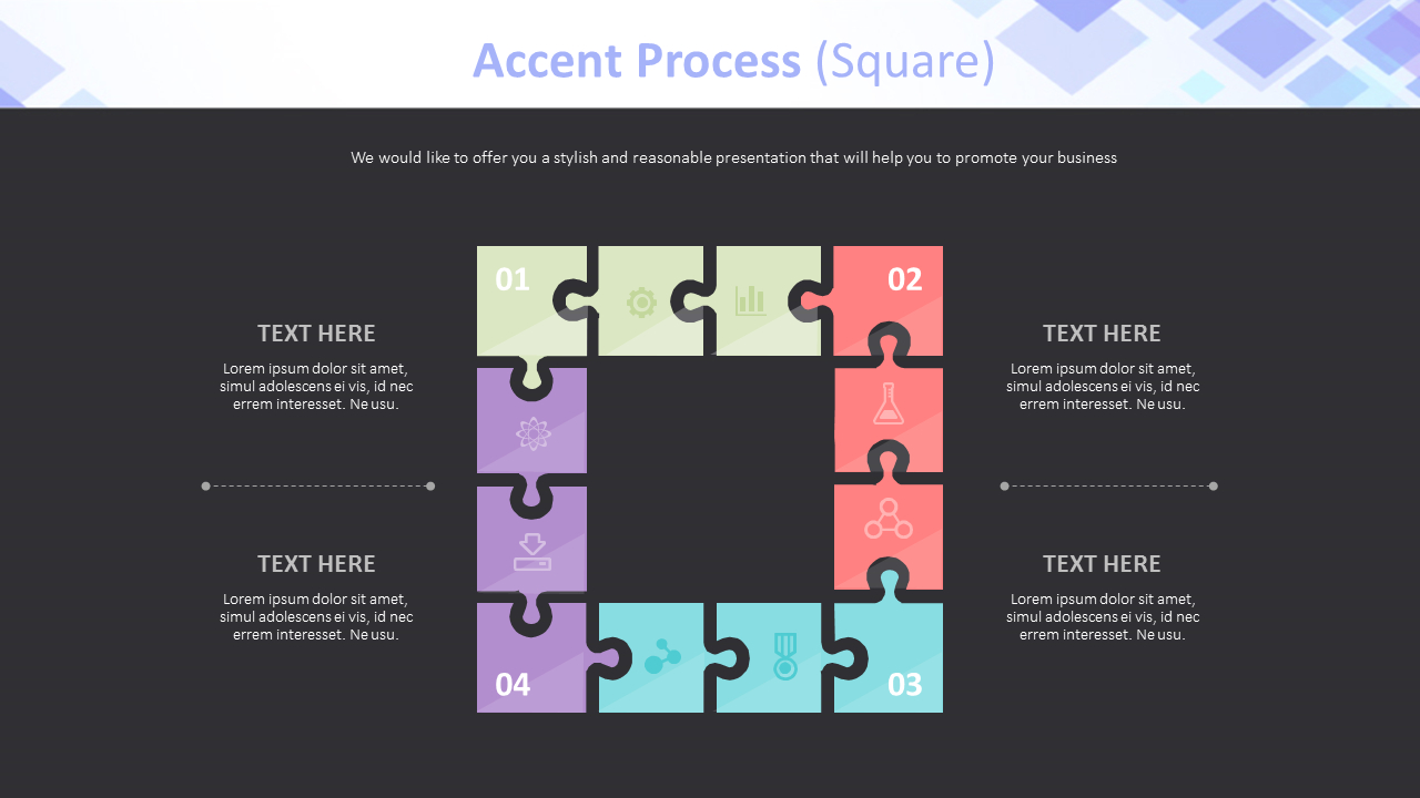 Powerpoint Accent Process Chart Accent Process Diagram (Square)|Relationship