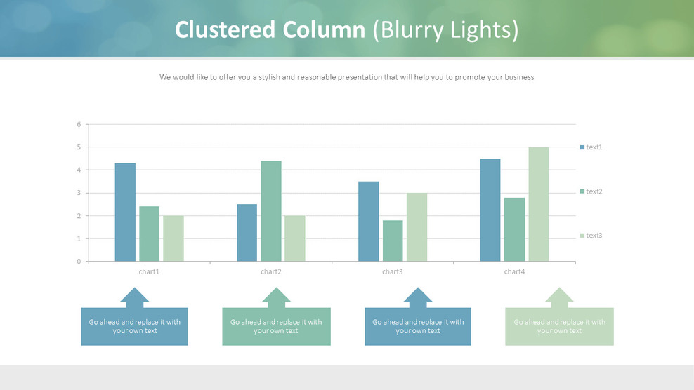 模糊灯光簇状柱形图免费幻灯片，用于业务分析_01
