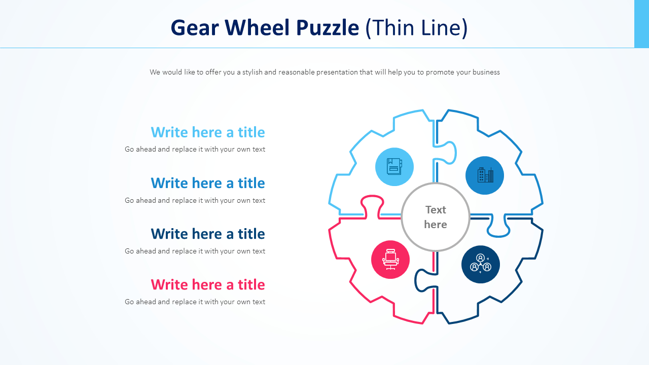 Gear Wheel Puzzle Diagram Thin Line