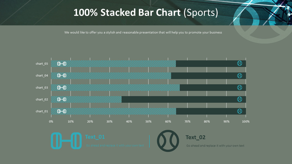 100 Stacked Bar Chart (Sports)