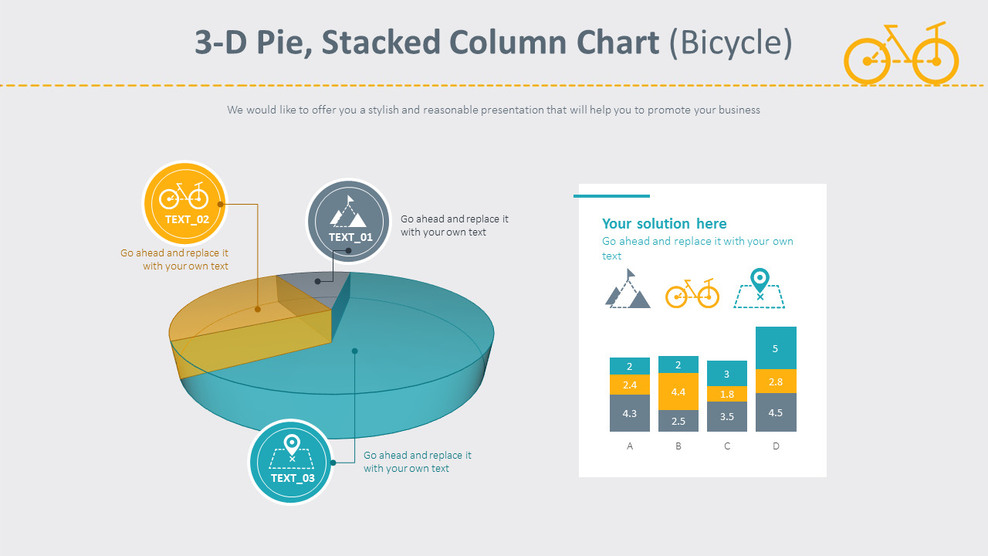 3-D饼图，堆积柱形图（自行车）_01