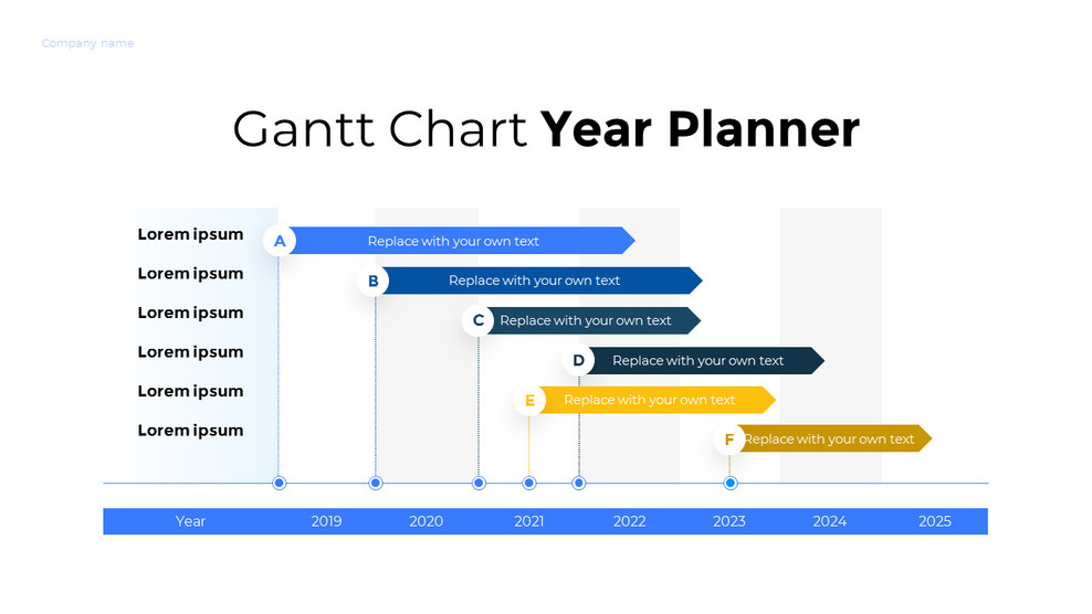 Gantt Chart Year Planner PPT Deck