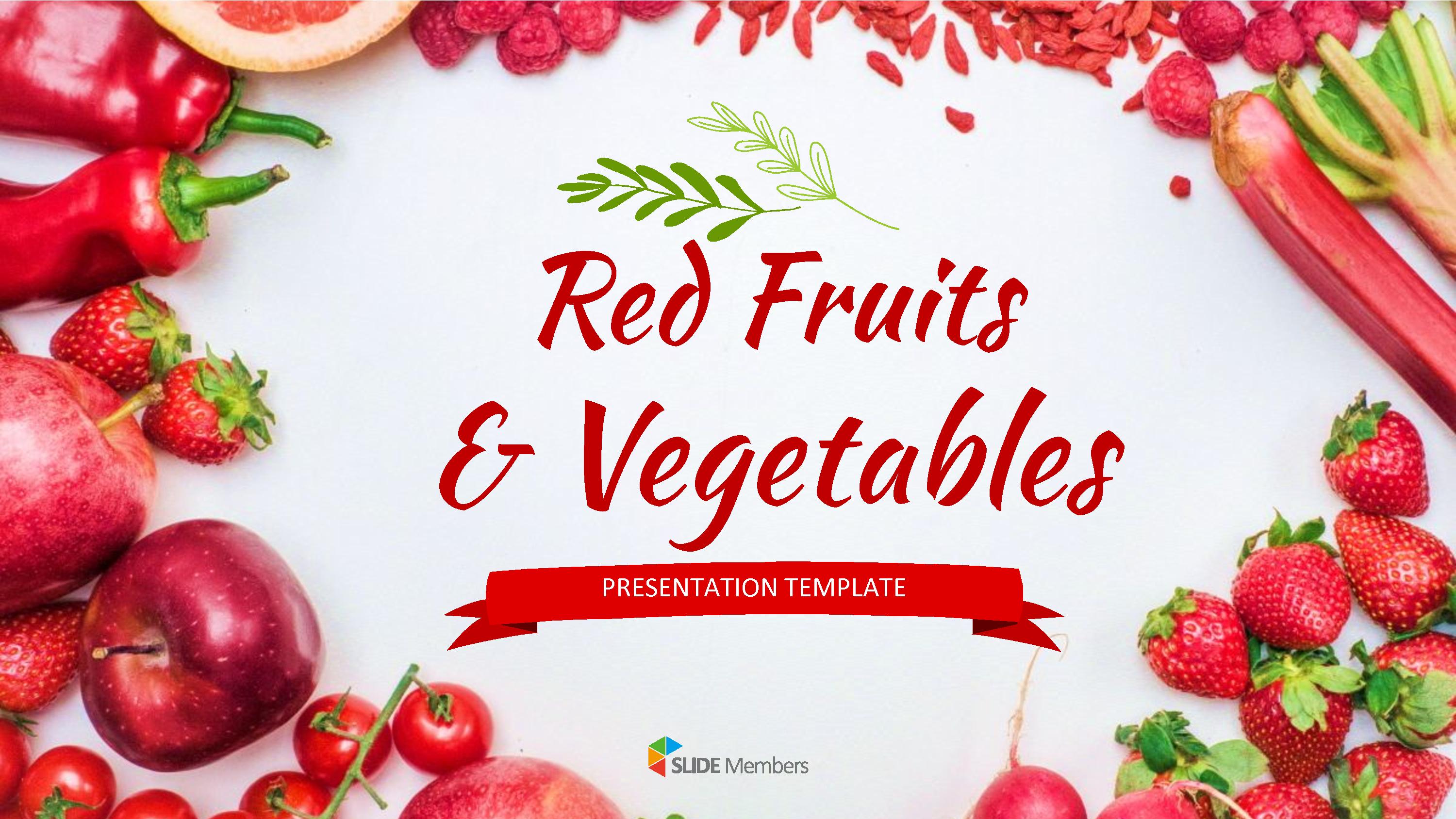 Red Fruits & Vegetables Google Slides Templates