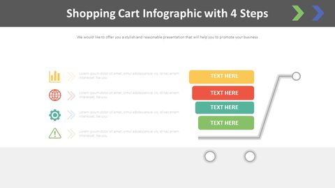 Shopping Cart Infographic with 4 Steps Diagram