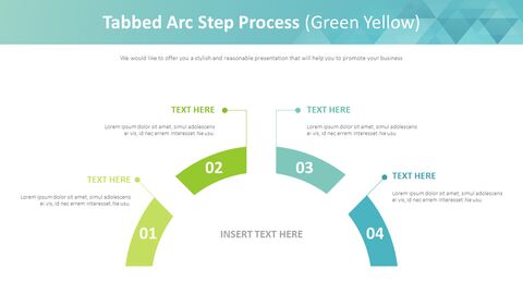 Tabbed Arc Step Process Diagram (Green Yellow)