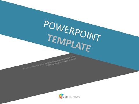 Blue Gray V Shaped Ribbon - Free PPT Template
