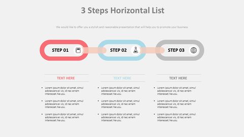 3 Steps Horizontal List Diagram