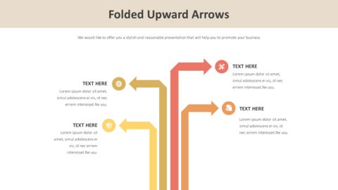 Folded Upward Arrow Diagram Free PowerPoint Template for Process Stages ...