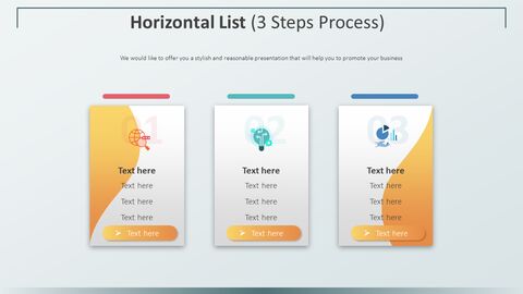Horizontal List Diagram (3 Steps Process)