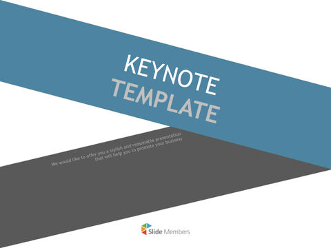 blue gray V shaped ribbon - Keynote Template Free|Slides