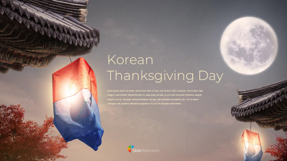 Chuseok, Día de Acción de Gracias de Corea Diseño de diapositivas simple_01