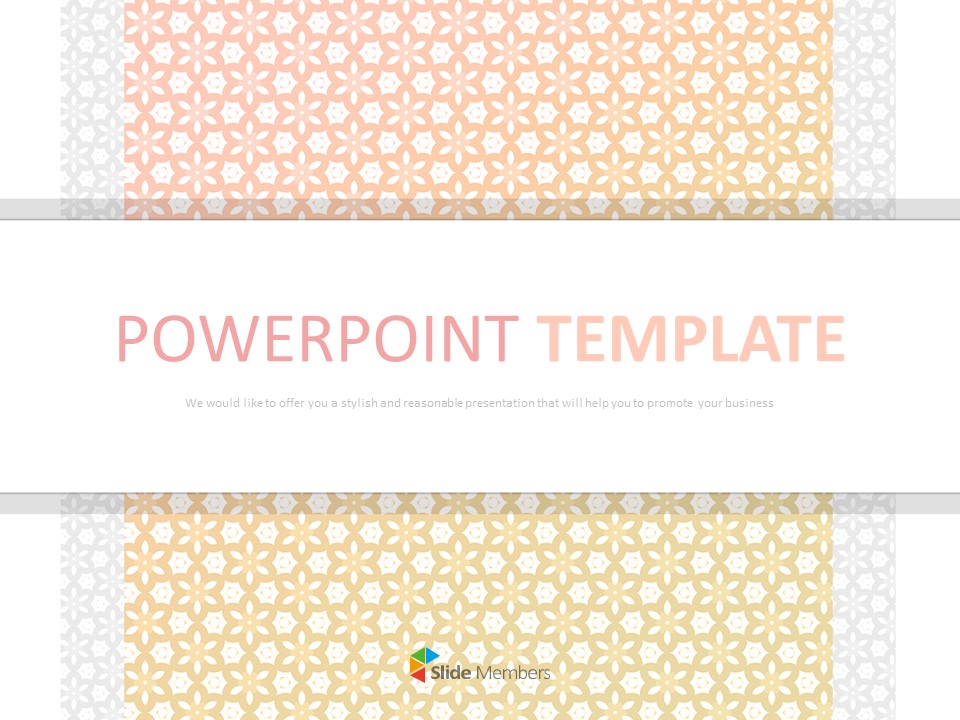 無料pptテンプレート サンゴと黄色のグラデーションでパターン化された花