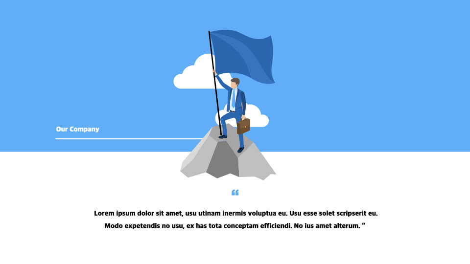 青いビジネスイラストピッチデッキ キーノートのパワーポイント