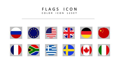 12 Flags Vector Icons|Diagram