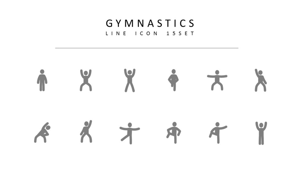 15 gimnasia Vectores de iconos|Diagrama