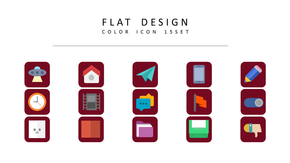 15 Set Flat Design Vector Icons_01