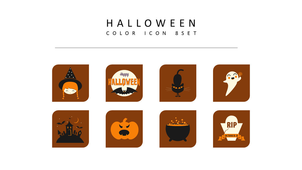 8 Halloween Icone di design piatto_01