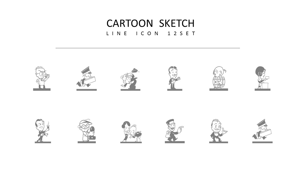 サルトゥーンスケッチ 12 ベクトルのアイコンセット ダイアグラム