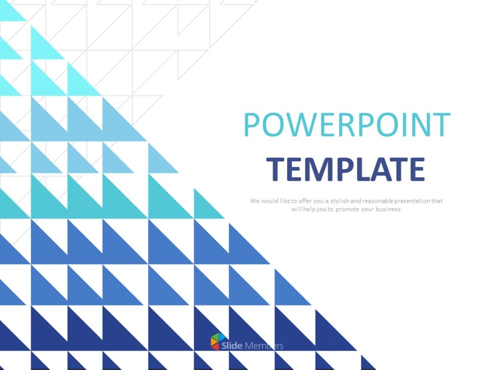 Free PPT Sample Blue Sparkling Triangles/ Line Patterned Triangle