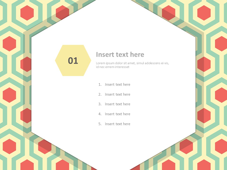 상아 배경으로 청록색과 붉은 육각형 - 무료 피피티 템플릿_03