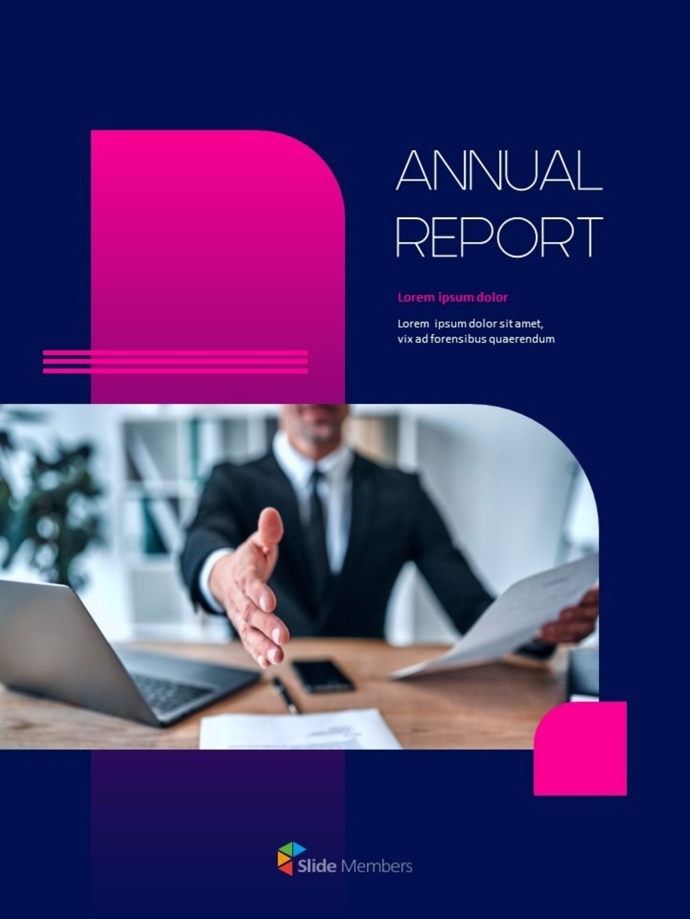 Pink Business Annual Report Template PowerPoint Templates Design_01