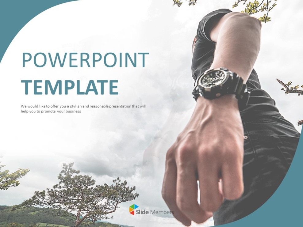 無料PowerPointのテンプレートデザイン - 歩くマンの手_01