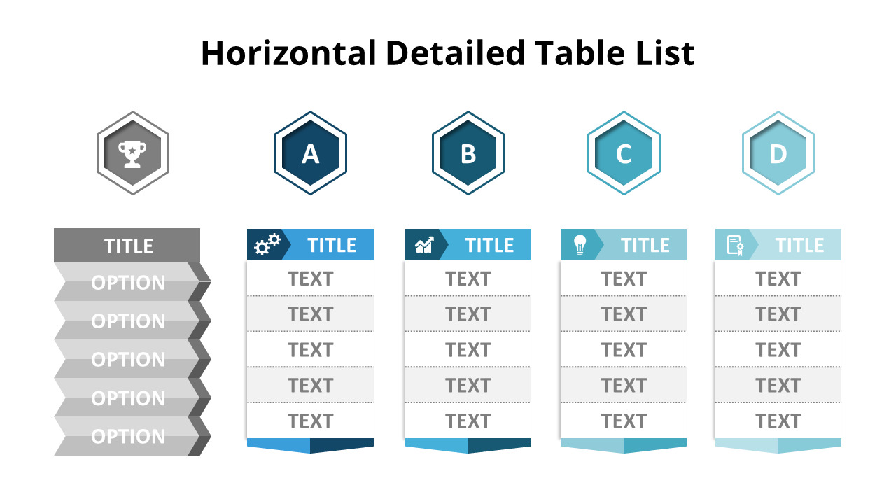 4 Horizontal List Table SetDiagram