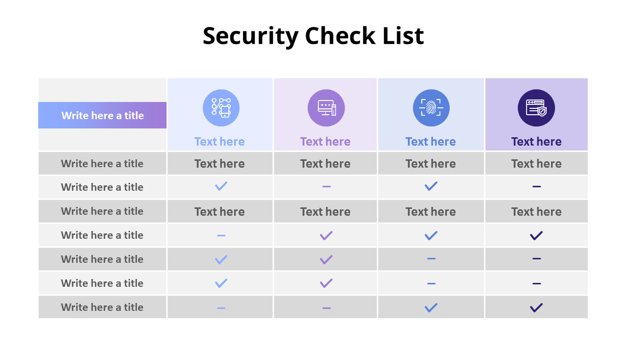 Comparison Check List TableDiagram