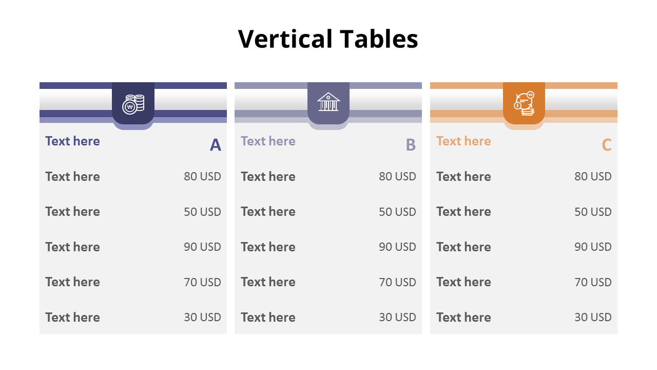 Horizontal Comparison Table ListDiagram