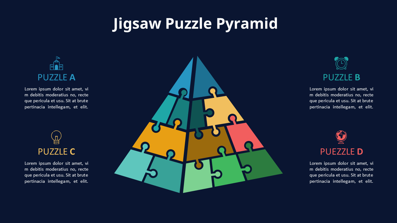 Jigsaw Puzzle Pyramid Chart Diagram PPT Animated Presentation