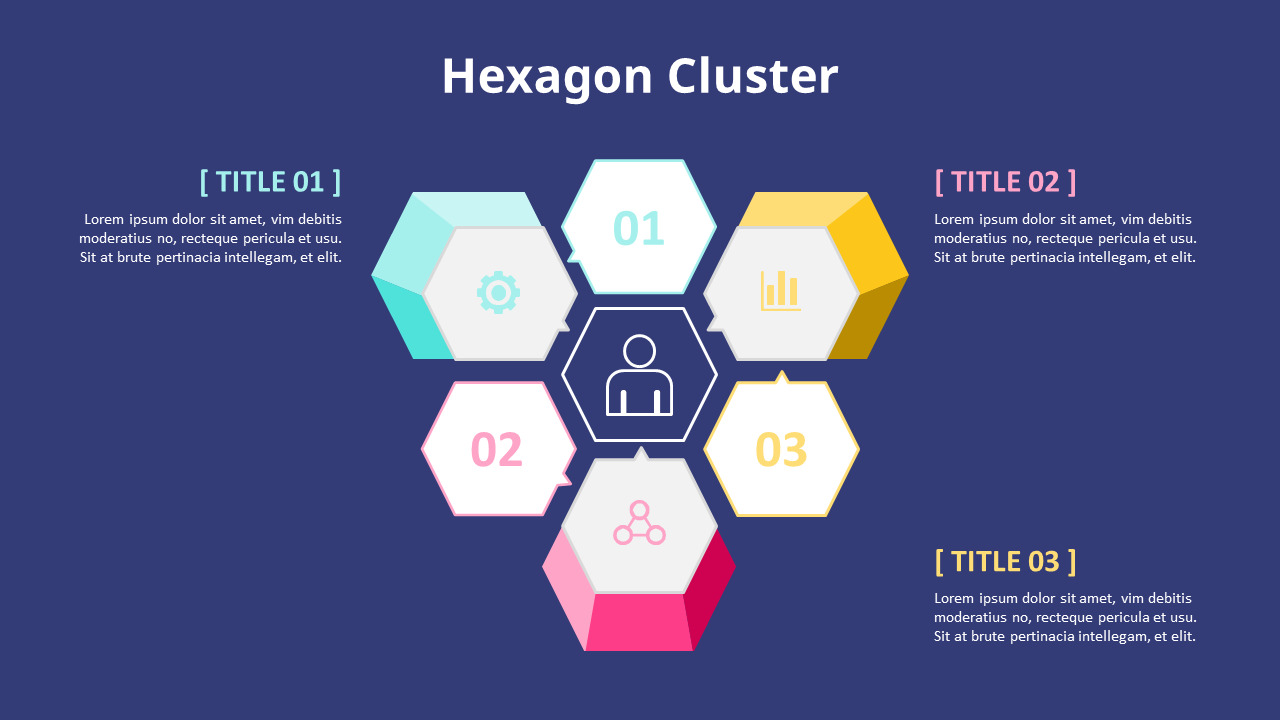 Hexagon Cluster Diagram Powerpoint Animation Template Cycle