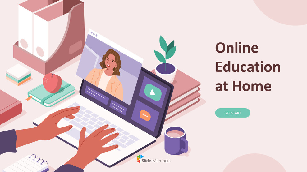 Online Education at Home Deck Template PowerPoint Design ideas_01