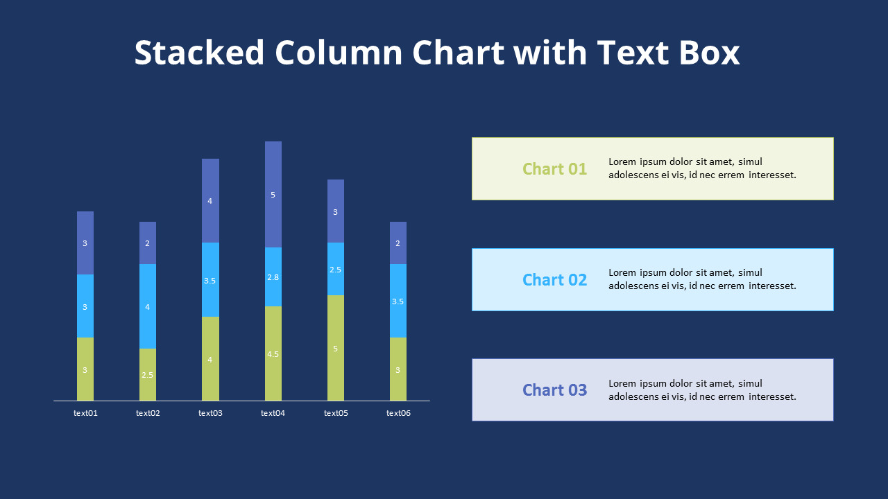 Stacked Column Chart with Text Boxes