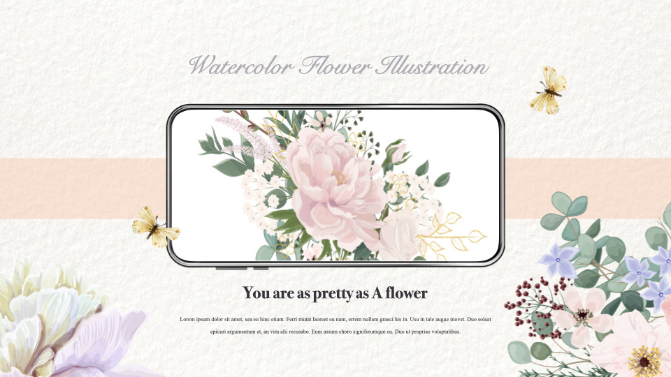 Watercolor Flower Illustration Keynote Presentation
