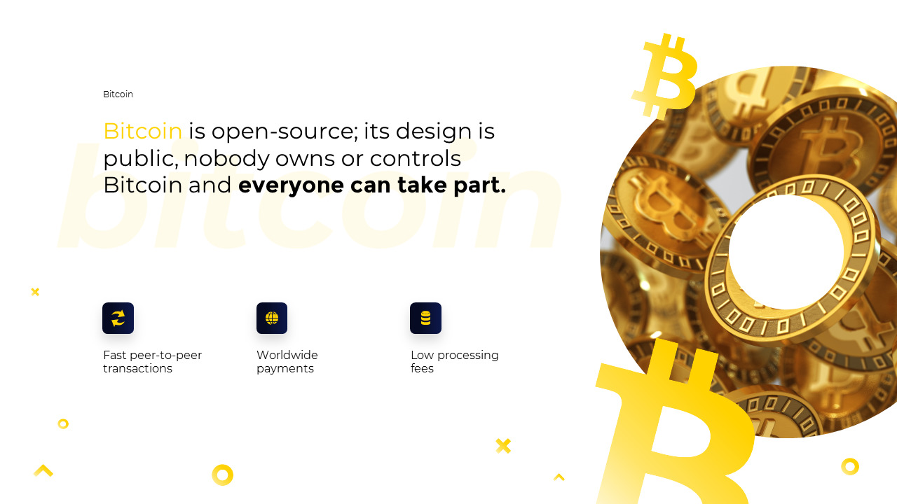 파워포인트 템플릿-비트 코인 금융 테마 피치덱 제작