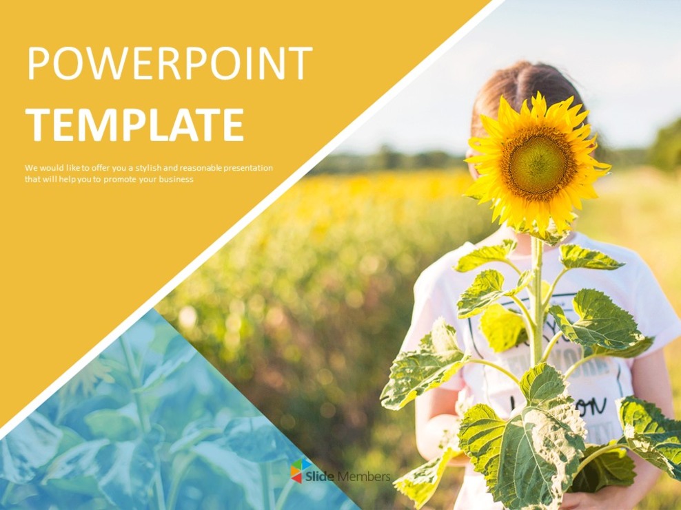 Sunflower Girl - Free PPT Template_01