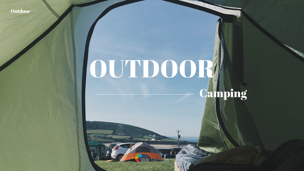 Camping im Freien Design der Präsentationsfolie_01