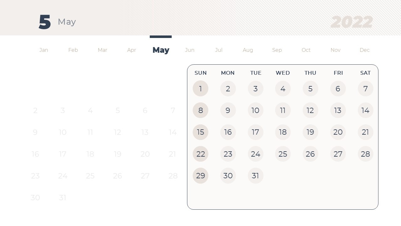 インタラクティブカレンダー22 パワーポイントのスライド テンプレート