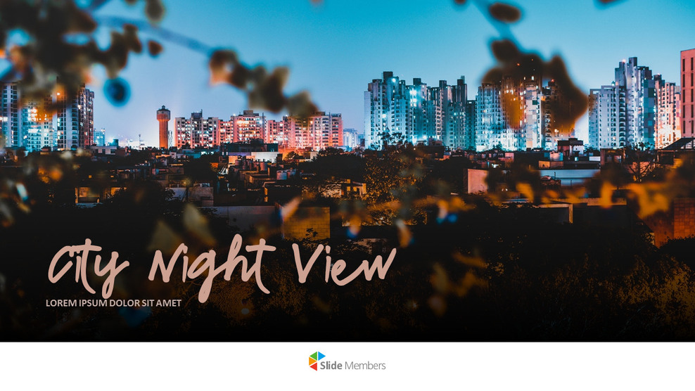 城市夜景 幻灯片PPT._01