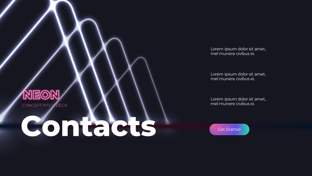 Futuristic Neon Concept Pitch Deck best presentation template