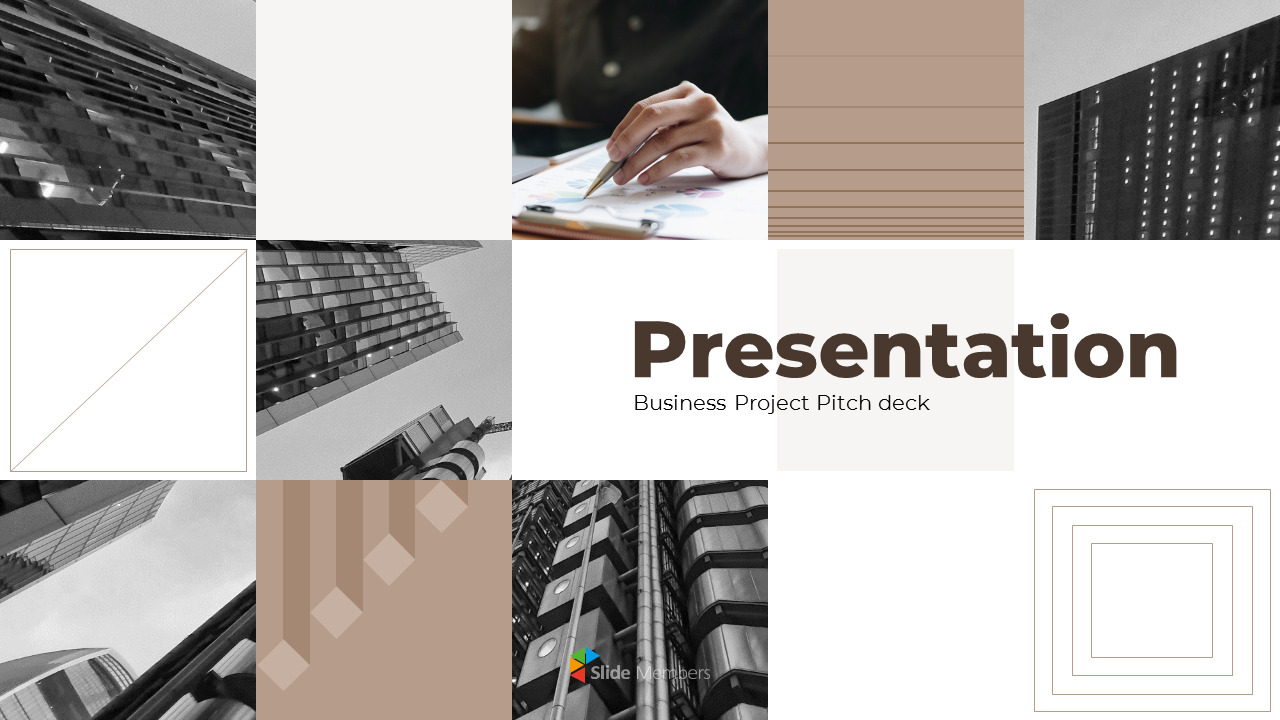 Brown Checkerboard Pitch Deck Presentation Animated Slides
