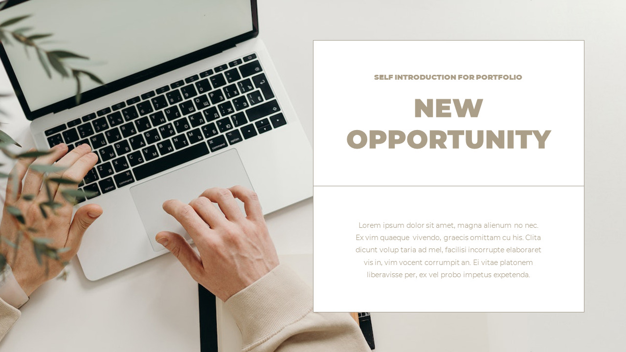 Self introduction for portfolio presentation slide design