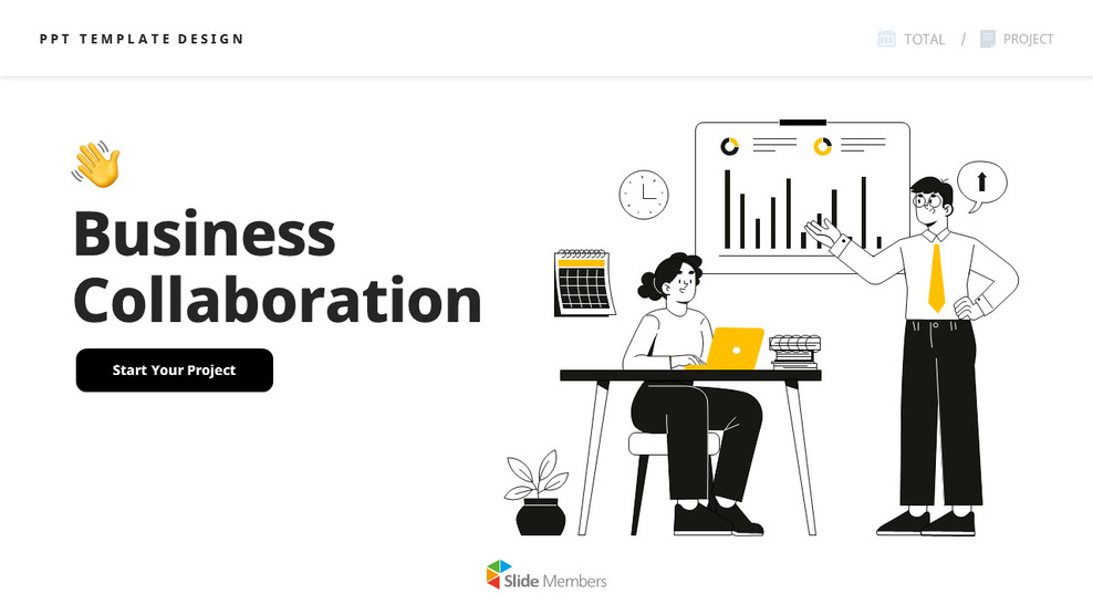 Tema della nozione di collaborazione aziendale modello di pitch deck_01