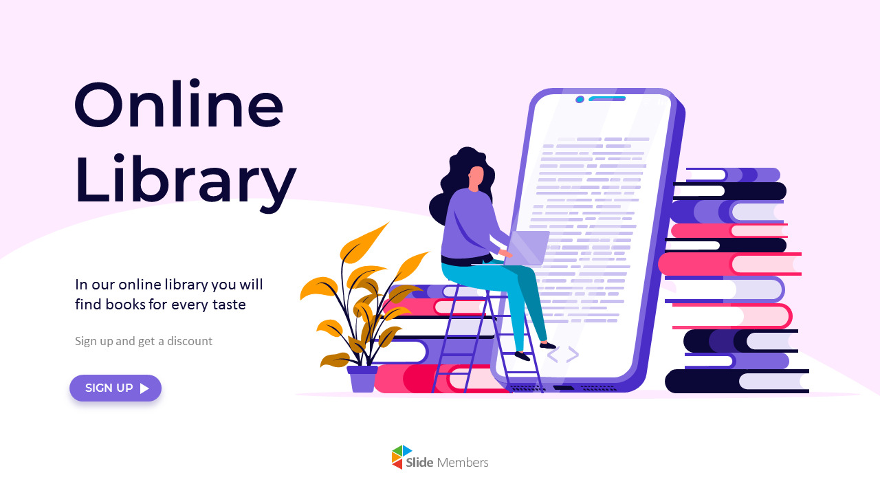Online Library Illust Pitch Deck Presentation Animated Slides