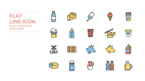 dairy products Icons Set Vector
