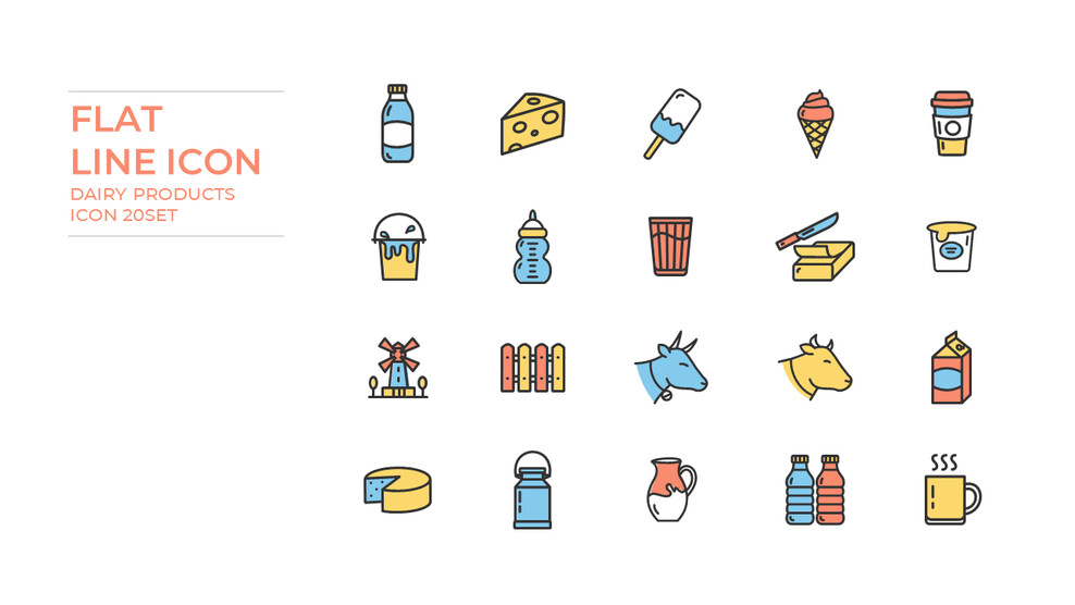 Milchprodukte Icons Set Vector_01