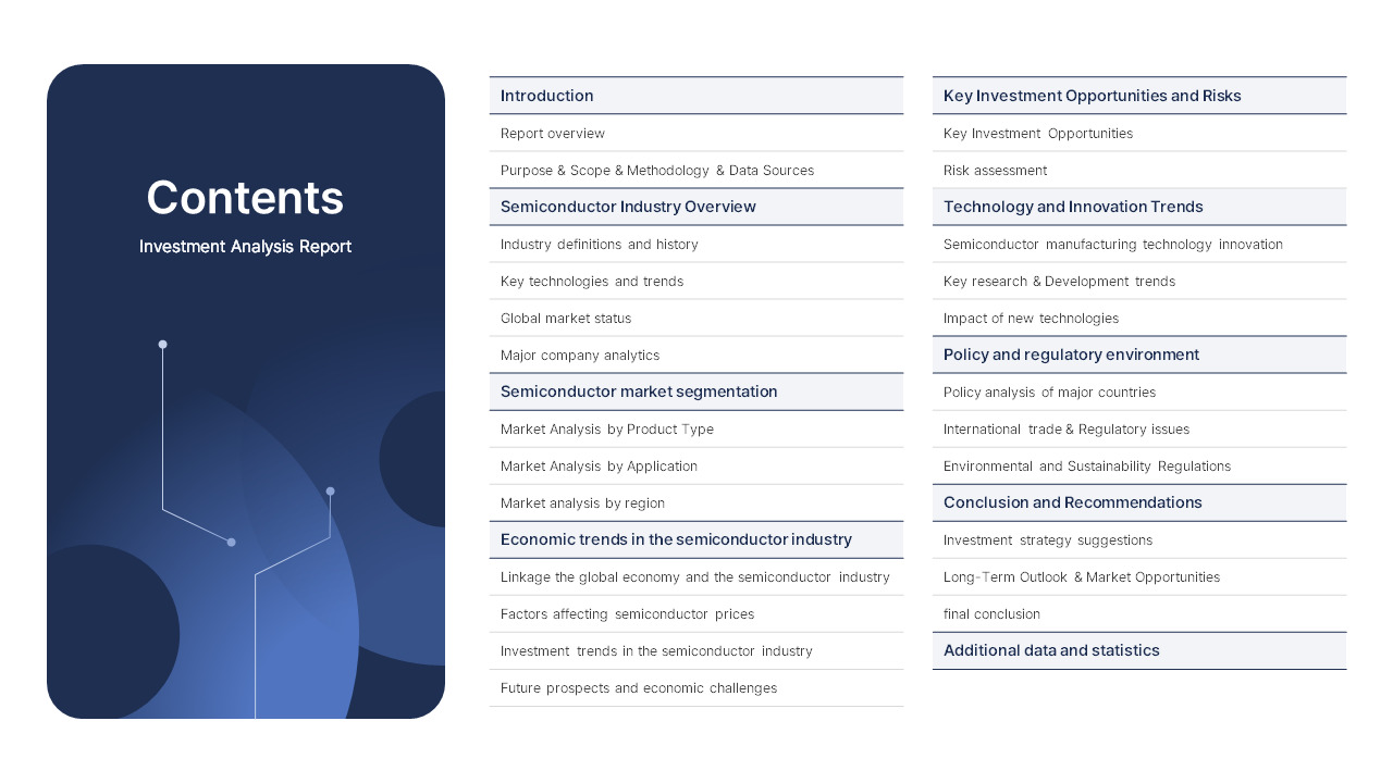 Semiconductor Industry Investment Analysis Report Google PPT Templates